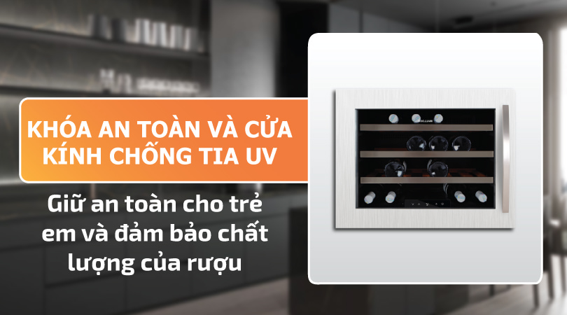Tủ bảo quản rượu âm tủ Malloca MWC-22S khóa an toàn
